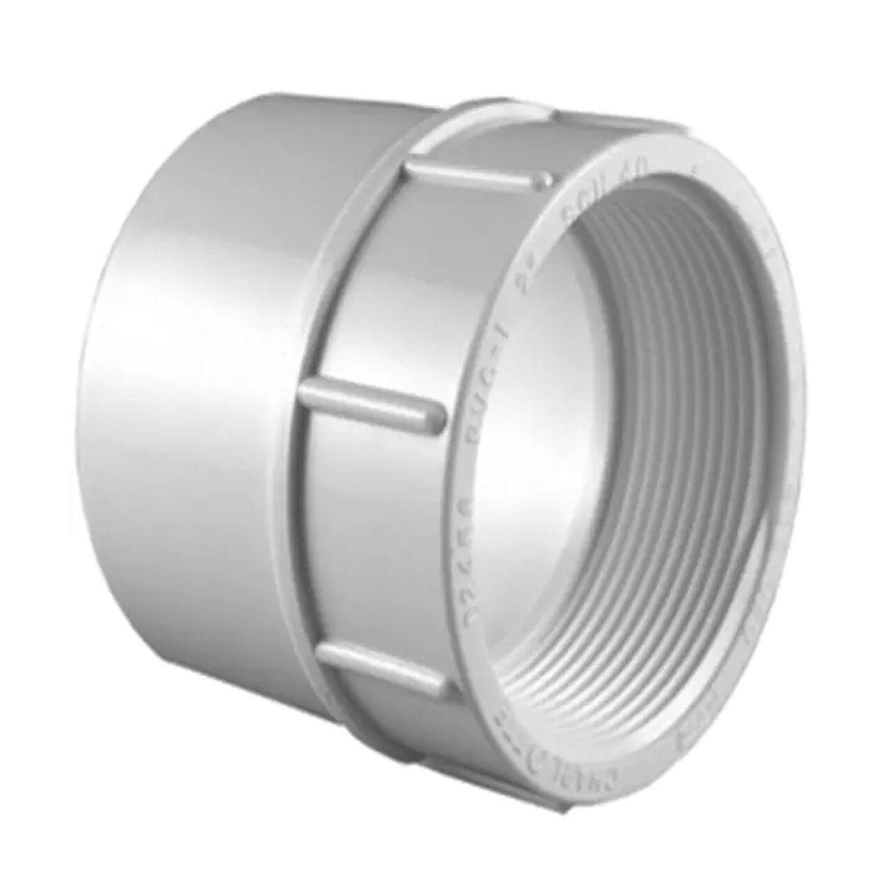 Go Build 1/2 in. PVC Schedule 40 Coupling FIPT features a grey finish, internal threads, and external ridges, making it ideal for potable water and plumbing systems.